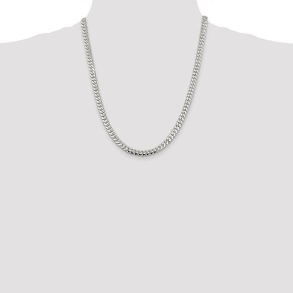 Men's 6.5mm Sterling Silver Solid Domed Curb Chain Necklace, 22 Inch